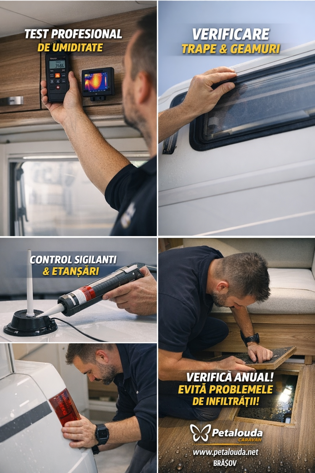 Verificare anti-infiltrații autorulotă și rulotă – Ghid complet anual | Petalouda Caravan