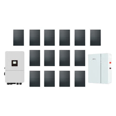 Kit solar: 14x panouri solare monocristalin, 450W + 1x invertor hibrid monofazat, 6kW, 6000W + 1x baterie LIFEPO4, 14.33 kW, IP20, peste 8000 de cicluri, celule EVE