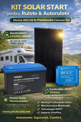 Kit Solar Rulota 100Ah Lifepo4 | 200w | Victron MPPT 75/15 smart - Montaj Inclus