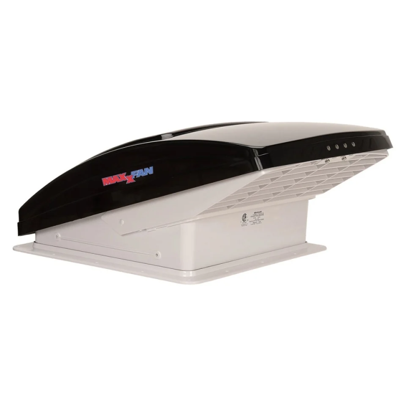 Ventilator, trapa 40x40, functionare pe ploaie, telecomanda, capac negru, Airxcel Maxxfan Deluxe